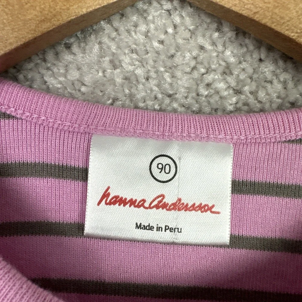 Hanna Andersson Girls Dress‎ Size 90 Long Sleeve 3T Pink Brown Striped